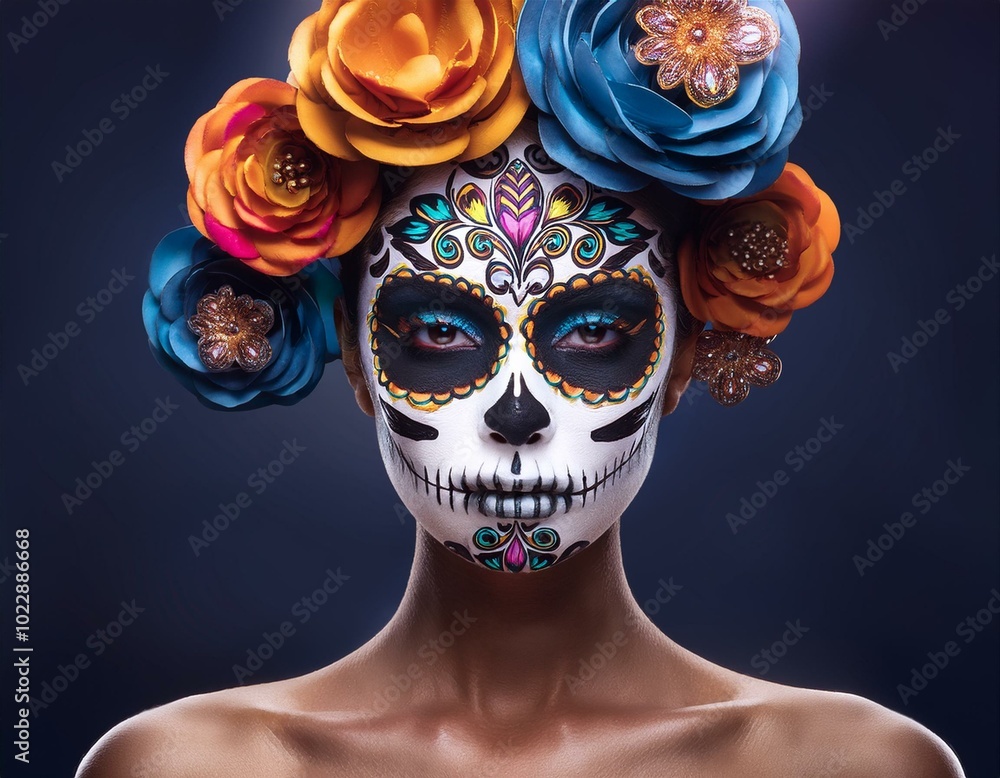 women with makeup face tattoos halloween for the celebration of mexican festival day of the dead dia de los women with makeup face tattoos halloween for the celebration of mexican festival day of the dead dia de los