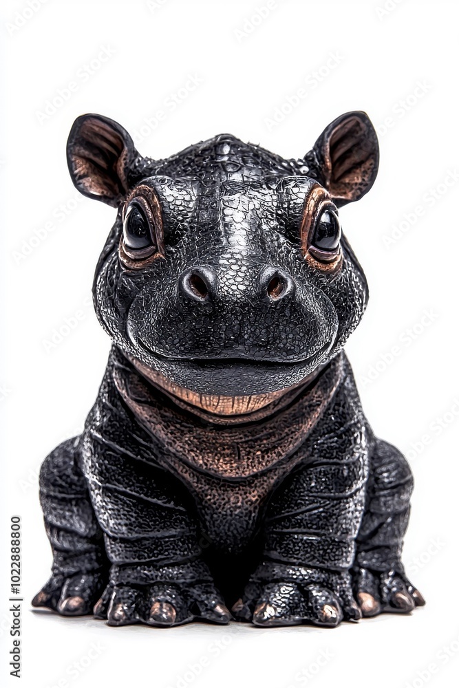 A baby hippo, isolate on white background, with soft skin and an adorable expression. A baby hippo, isolate on white background, with soft skin and an adorable expression.