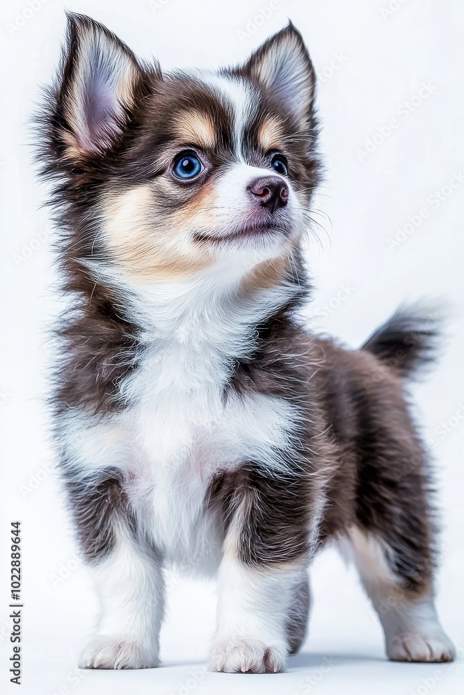 A Chihuahua standing confidently, isolate on white background, highlighting its adorable features and personality. A Chihuahua standing confidently, isolate on white background, highlighting its adorable features and personality.
