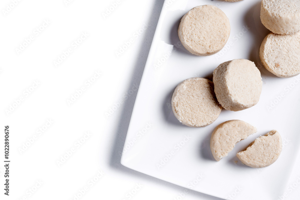 Christmas shortbread isolated on white background. Top view. Copy space Christmas shortbread isolated on white background. Top view. Copy space