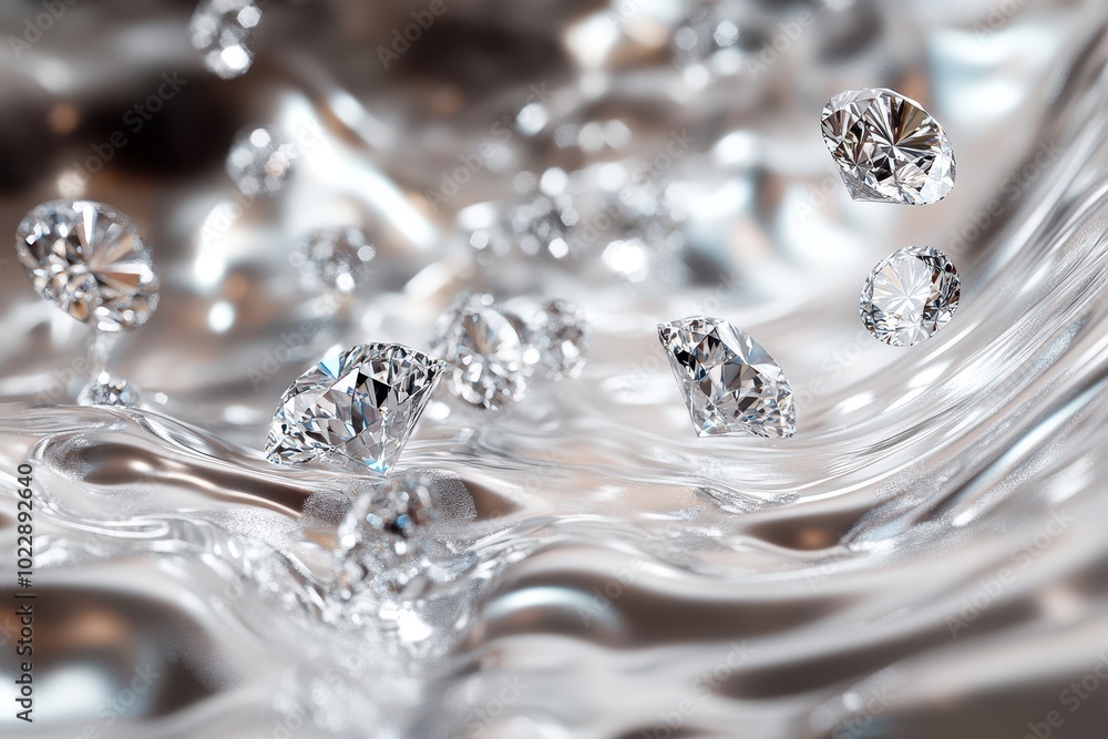 A close up of a silver surface with many diamonds scattered across it A close up of a silver surface with many diamonds scattered across it