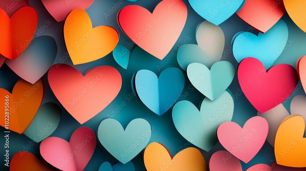 The heart background has many colors. The heart background has many colors.