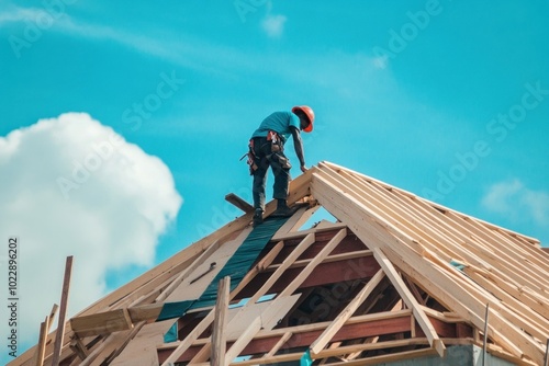 Wallpaper Mural Roofer construction worker site. Torontodigital.ca