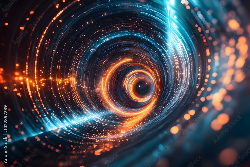 Futuristic Digital Time Tunnel with Holographic Energy Flow and Abstract Cyberspace Landscape Futuristic Digital Time Tunnel with Holographic Energy Flow and Abstract Cyberspace Landscape