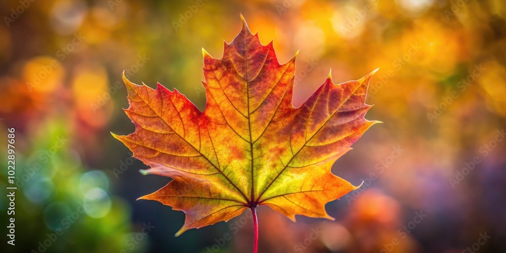 Vibrant Swamp Maple Leaf Displaying Autumn Colors Against a Soft Focus Nature Background Vibrant Swamp Maple Leaf Displaying Autumn Colors Against a Soft Focus Nature Background