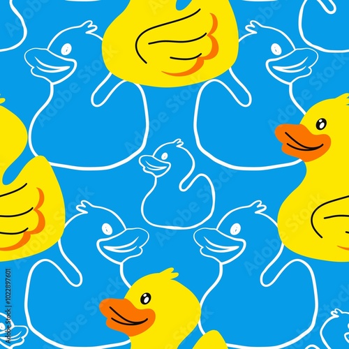 Little ducks and rubber ring anchors switch back and forth with cute patterns. anchor animal artistic baby background beach beautiful bird blue boy captain cartoon colorful cute design