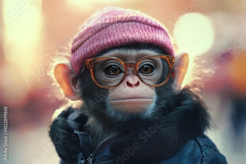 Wallpaper Mural Surreal Hipster Monkey in Eccentric Street Fashion Costume Greeting Wallpaper Torontodigital.ca