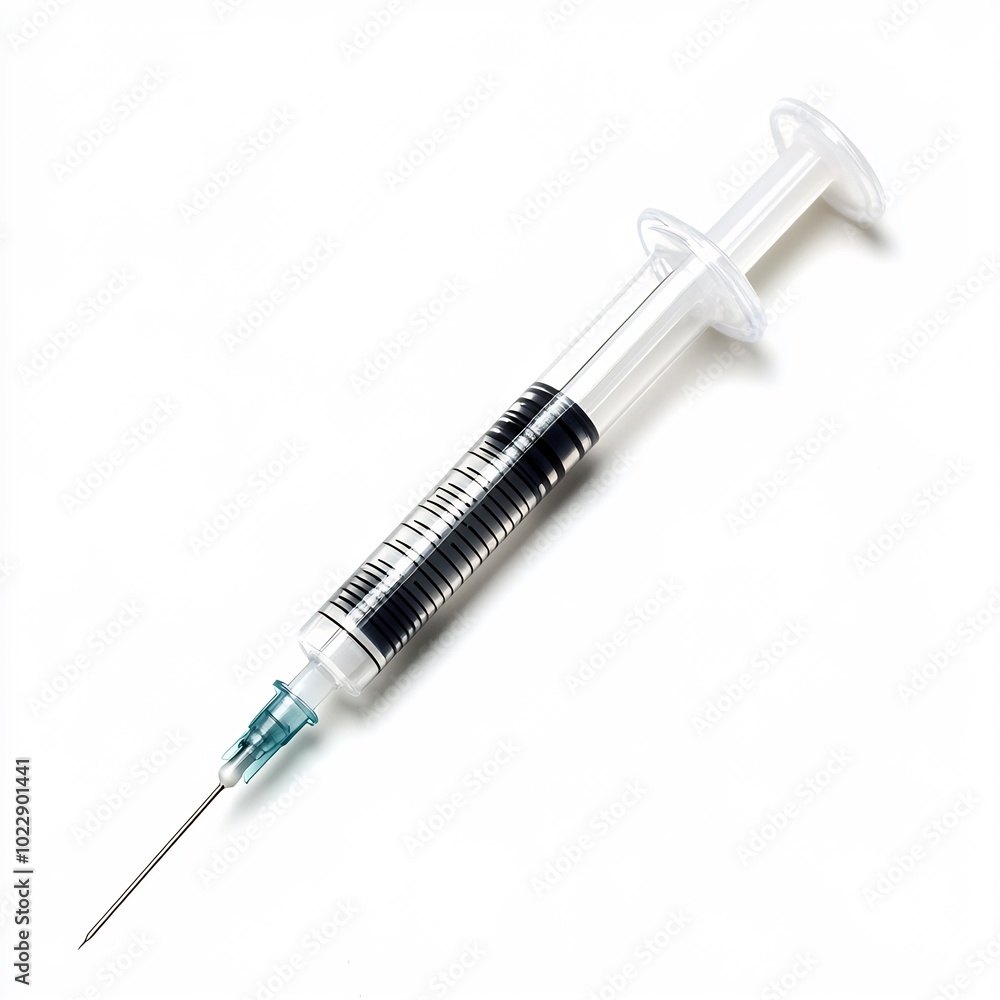 A syringe on a white background. A syringe on a white background.