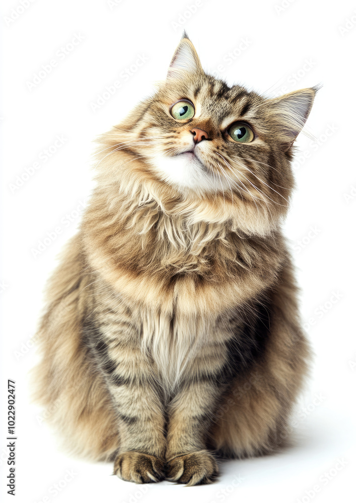 Inquisitive Fluffy Cat Tilting Its Head, Engaged in Listening Inquisitive Fluffy Cat Tilting Its Head, Engaged in Listening