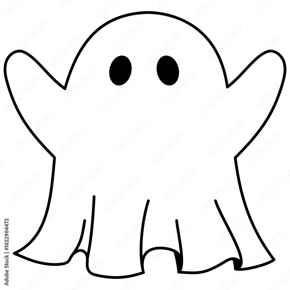 cute spooky ghost outline flying illustration cute spooky ghost outline flying illustration