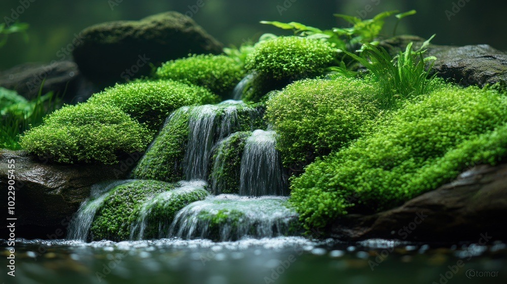 Waterfall and Mossy Rocks Waterfall and Mossy Rocks