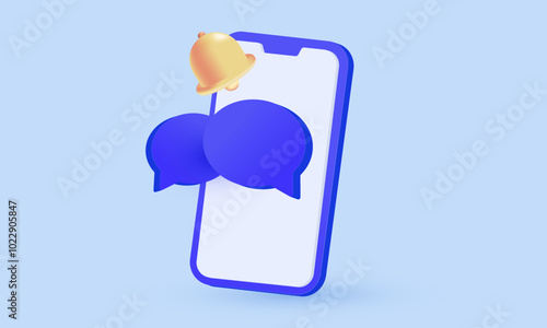 3d icon blue mobile phone speech bubble new idea design vector