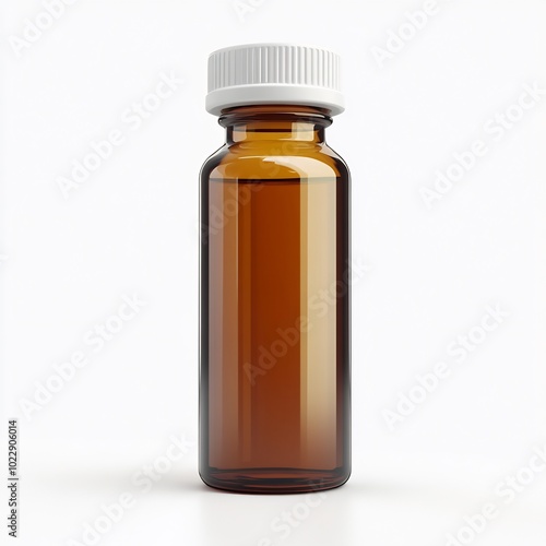 A vial of medicine on a white background.