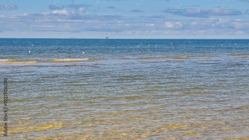 Baltic Sea. Shallow water. Calm. Vessels in the roadstead. Baltic Sea. Shallow water. Calm. Vessels in the roadstead.