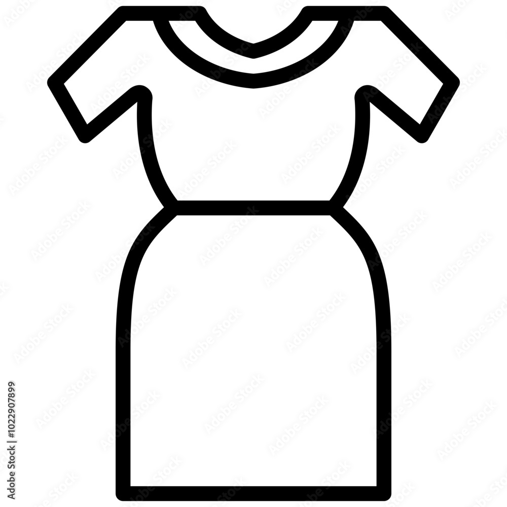 Dress Icon, Black And White Outline Icon Symbol Dress Icon, Black And White Outline Icon Symbol