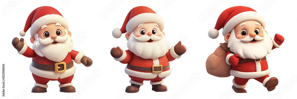 Set of cute Christmas Santa Claus on transparent background Set of cute Christmas Santa Claus on transparent background