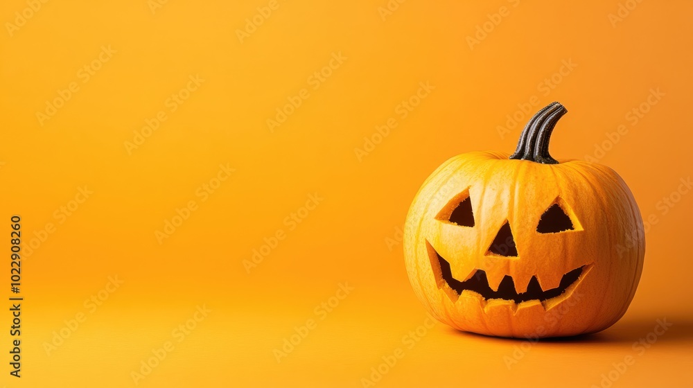 Halloween pumpkin on orange background Halloween pumpkin on orange background
