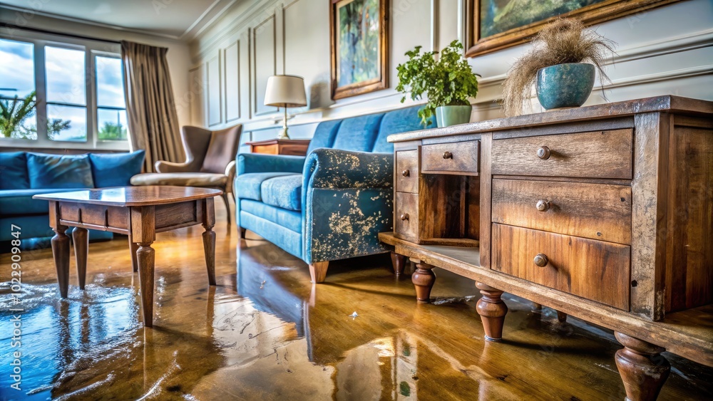 Water Damaged Furniture in a Home Environment: Signs of Moisture and Structural Degradation Water Damaged Furniture in a Home Environment: Signs of Moisture and Structural Degradation