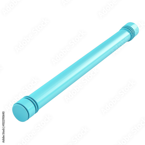 vibrant blue cylindrical object, isolated on a white background, transparent background.