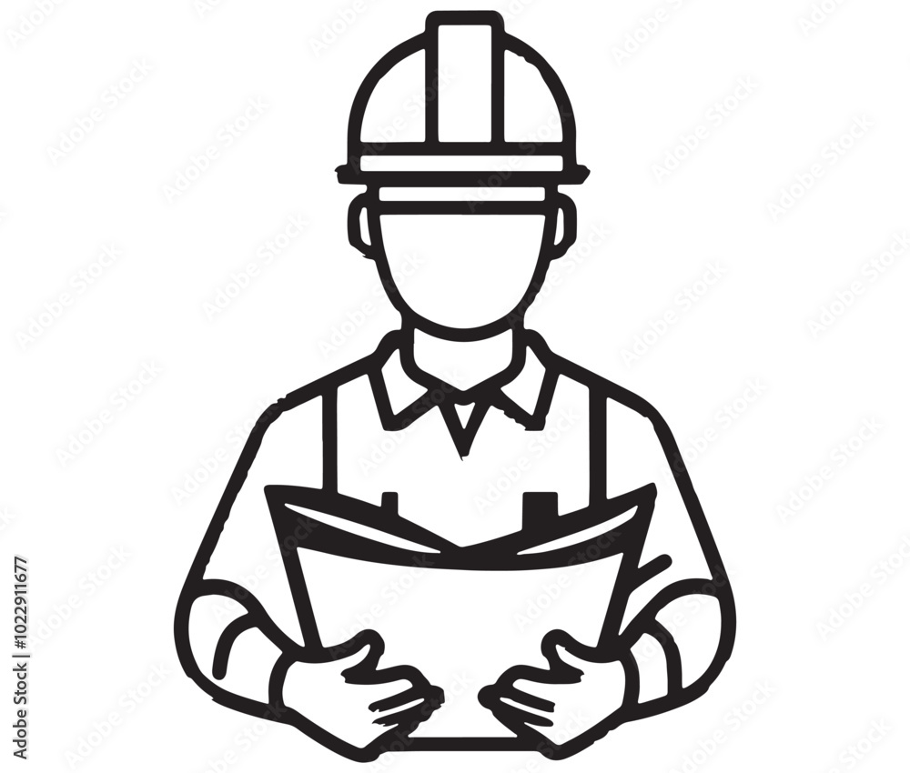 Worker with clipboard, Construction engineer, Engineer icon, Outline engineer vector Worker with clipboard, Construction engineer, Engineer icon, Outline engineer vector