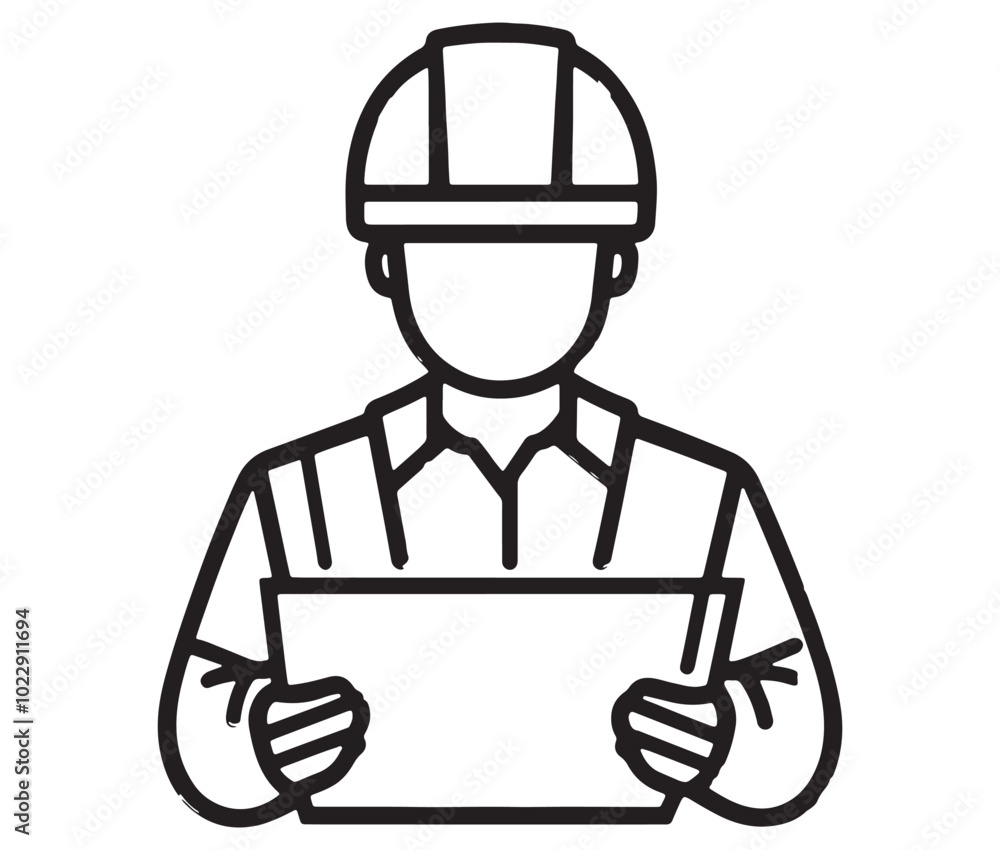 Worker with clipboard, Construction engineer, Engineer icon, Outline engineer vector Worker with clipboard, Construction engineer, Engineer icon, Outline engineer vector