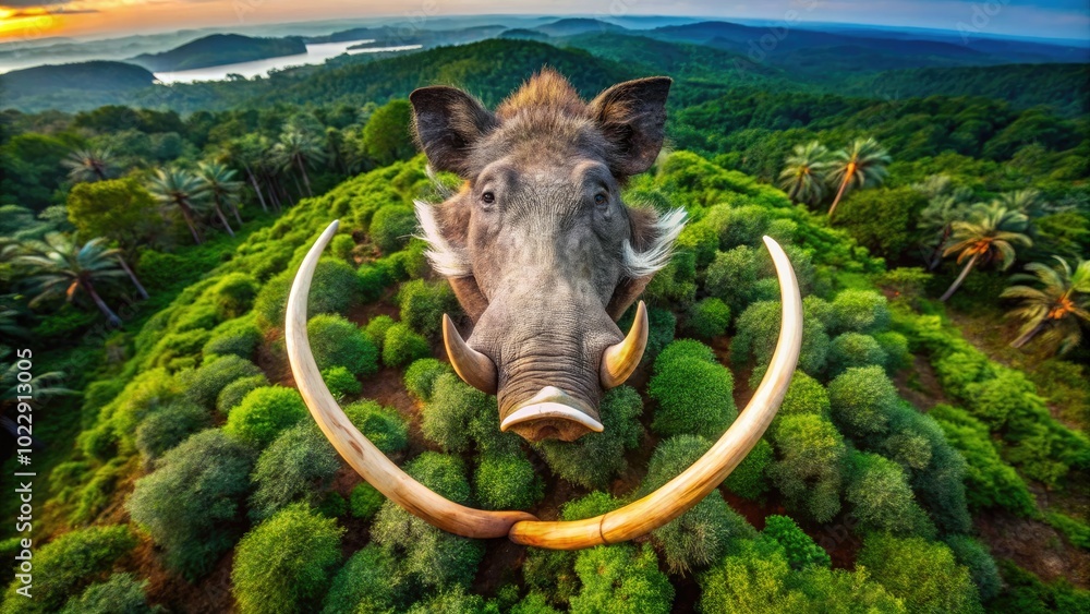 Wild Boar Tusk Display in Natural Setting, Capturing the Beauty of ...