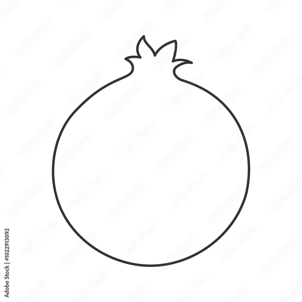 Elegant contour pomegranate icon, great for organic and natural product branding Elegant contour pomegranate icon, great for organic and natural product branding
