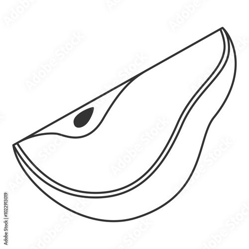 Line art pear quarter icon. Clean outline pear silhouette, contour illustration