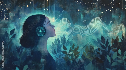 Harmonizing Minds with AI-Powered Healing Resonance. Generative AI concept photo