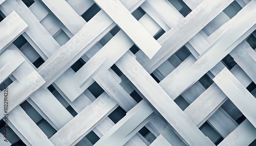 Abstract Interlocking Pattern of White Wooden Planks