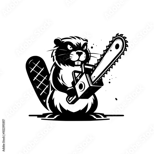Beaver with Chainsaw
