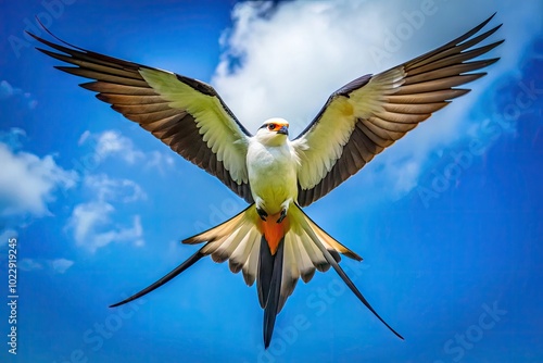 Majestic Swallow Kite in Flight Against a Clear Blue Sky Showcasing Its Graceful Aerial Skills