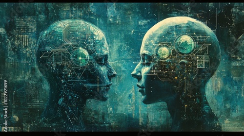 Global Mind: AI Blossoming in Collective Conscious Intelligence. Generative AI concept photo