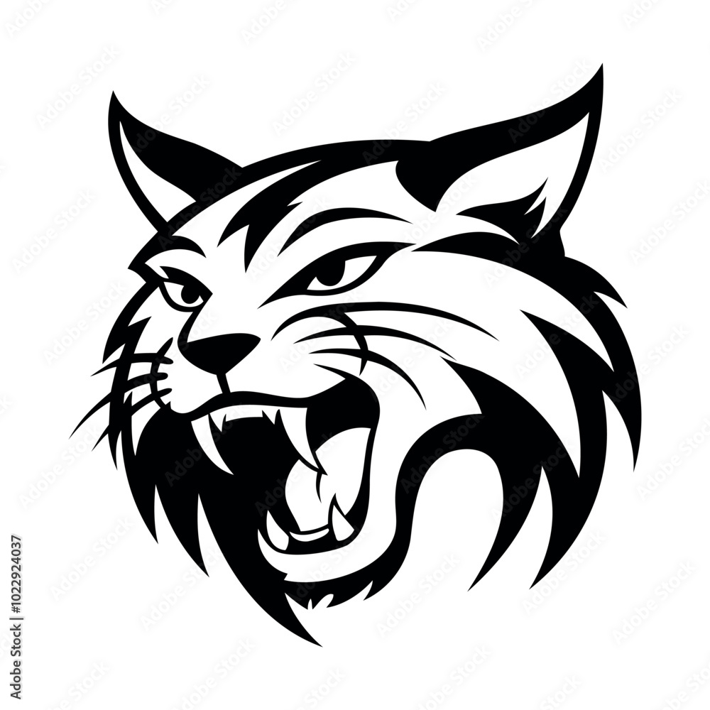 black contour icon, silhouette, logo, symbol of a lynx with an open mouth
black contour icon, silhouette, logo, symbol of a lynx with an open mouth