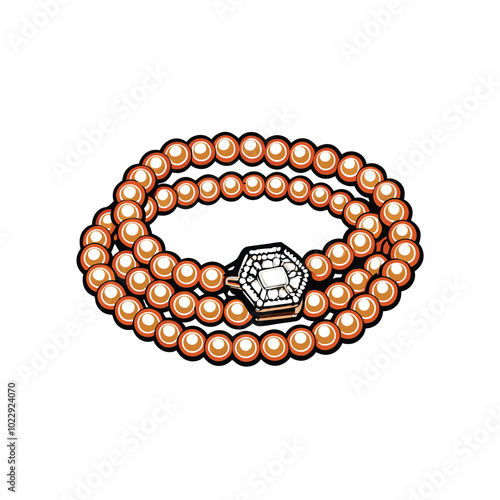 A vector of a multi strand pearl bracelet with a diamond clasp.