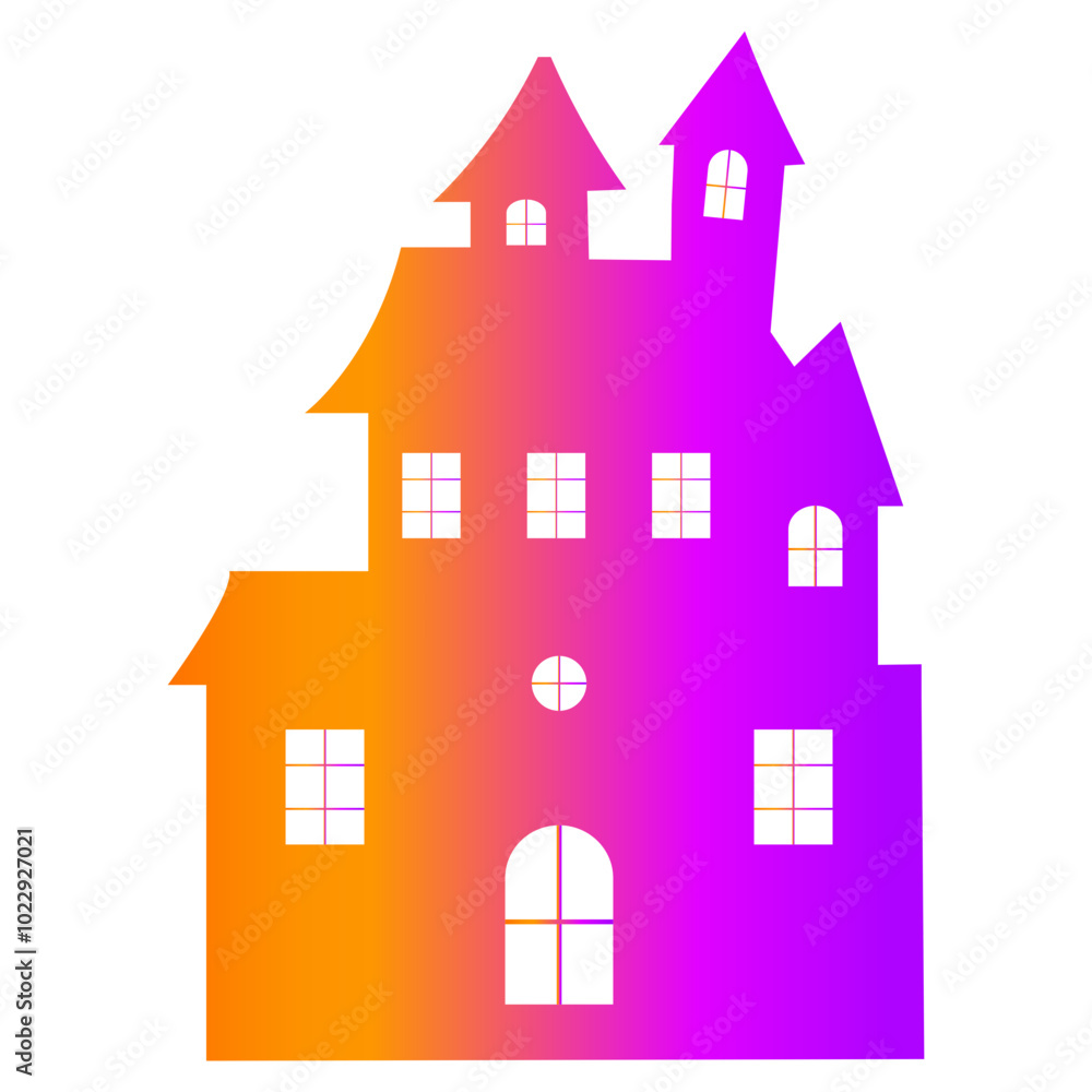 Halloween Haunted House Silhouette with Gradient Color Design. Vector Illustration. Halloween Haunted House Silhouette with Gradient Color Design. Vector Illustration.