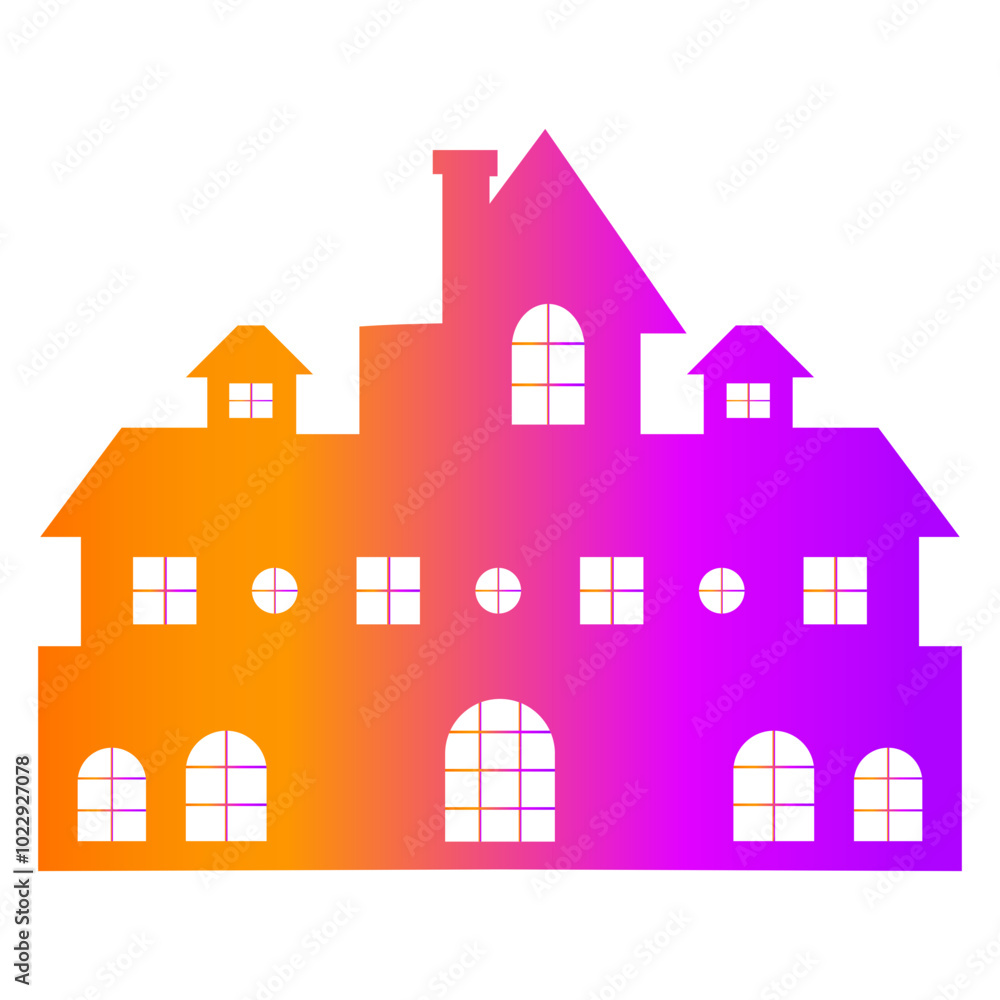 Fototapeta premium Halloween Haunted House Silhouette with Gradient Color Design. Vector Illustration.