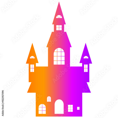 Halloween Haunted House Silhouette with Gradient Color Design. Vector Illustration.