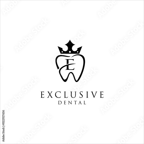 exclusive dental care logo, clinic implant for dentistry vector. luxury royal crown dental design vector template