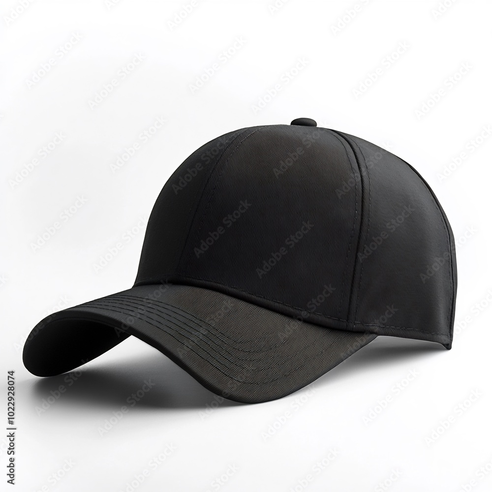 Baseball cap tilted at an angle, white background, sleek design Baseball cap tilted at an angle, white background, sleek design