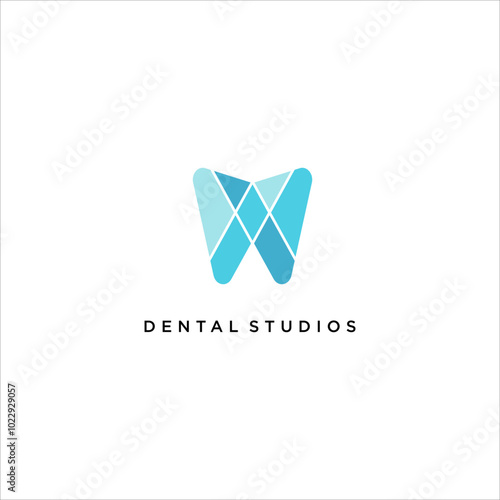 geometric dental care logo. modern tech dental service vector. clean tooth orthodontic design