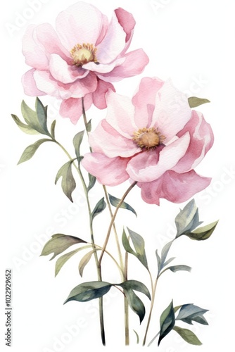 Delicate watercolor pink flowers