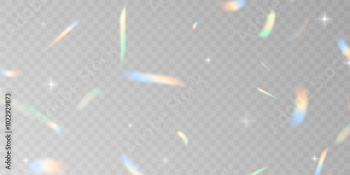 Multicolored light effect and zigzag ribbons falling from above on streamer, tinsel vector