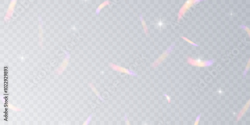 Multicolored light effect and zigzag ribbons falling from above on streamer, tinsel vector