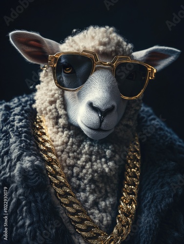 Trendy Sheep in Sunglasses