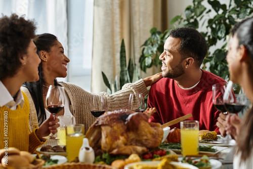 A warm Thanksgiving celebration at home filled with joy, laughter, and delightful dishes shared.