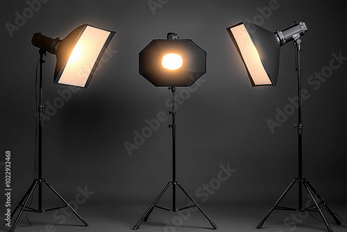 Studio lighting setup with softboxes for professional photography