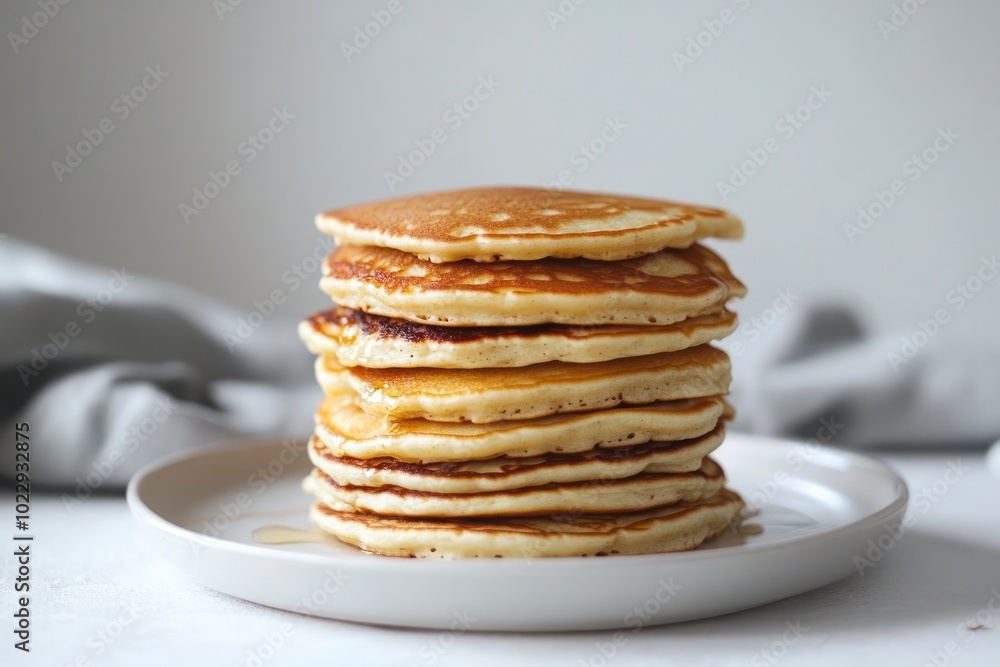 Pancakes stack on white background - generative ai Pancakes stack on white background - generative ai