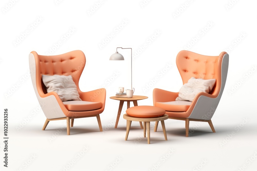 Fototapeta premium Furniture armchair table white background.