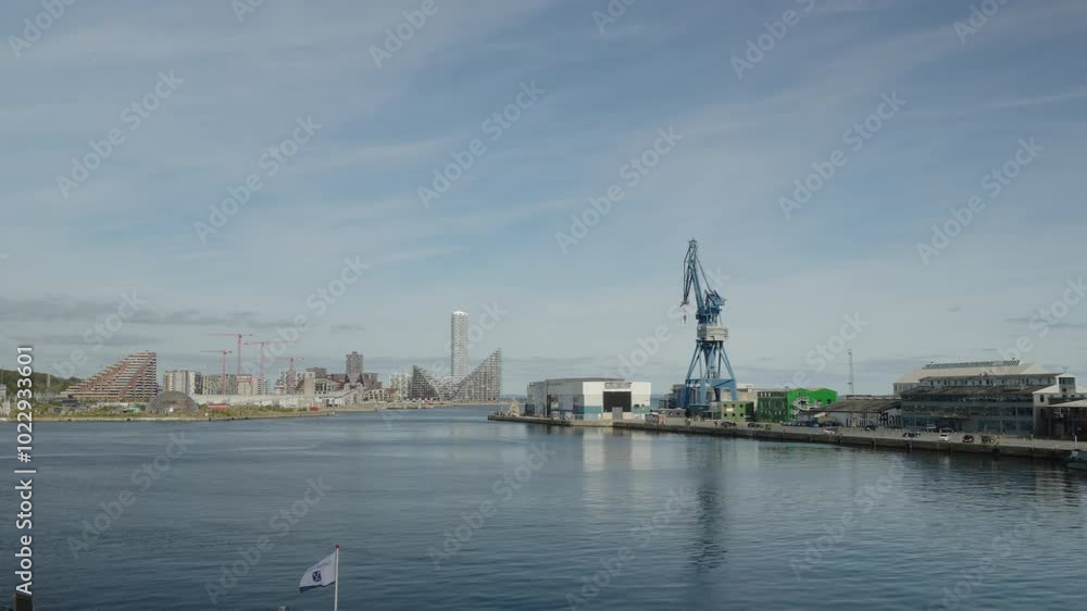 Urban waterfront scene of Aarhus skyline. Perfect for travel documentaries or cityscape presentations. Urban waterfront scene of Aarhus skyline. Perfect for travel documentaries or cityscape presentations.